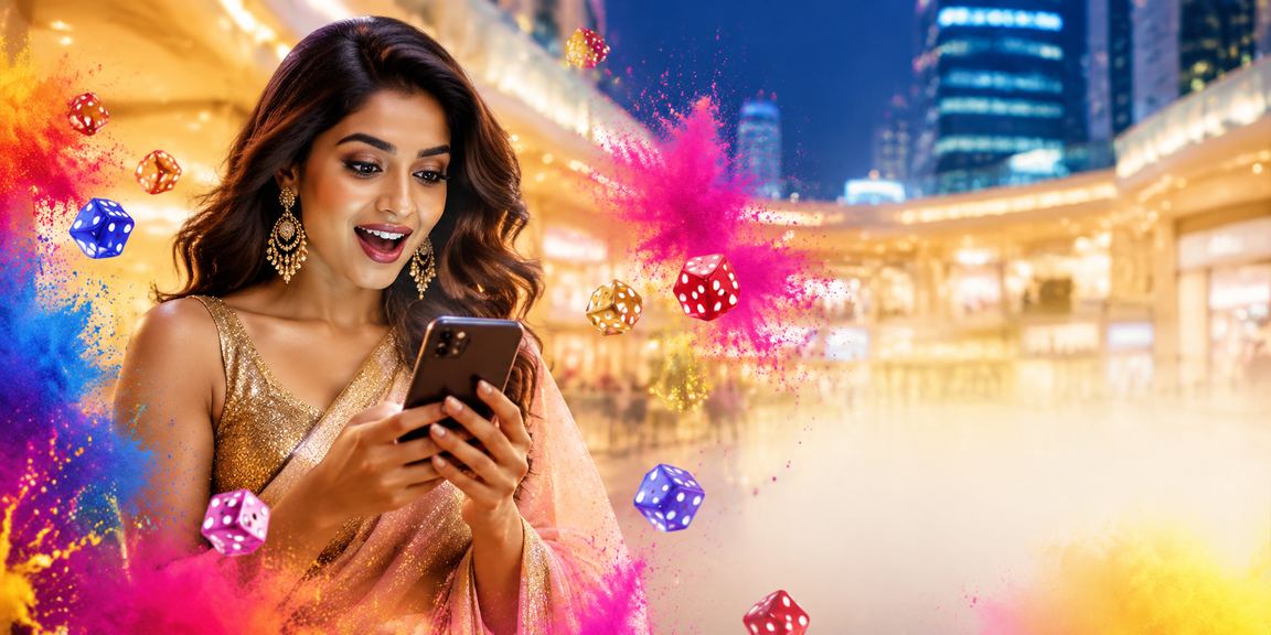 Indian Holi festival and dice game celebration scene