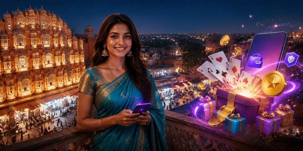 Indian woman playing rummy card game online